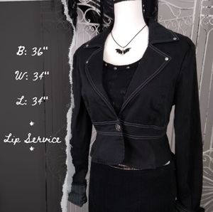 Lip Service Cropped Corporate Goth Black Blazer with Metal Accents